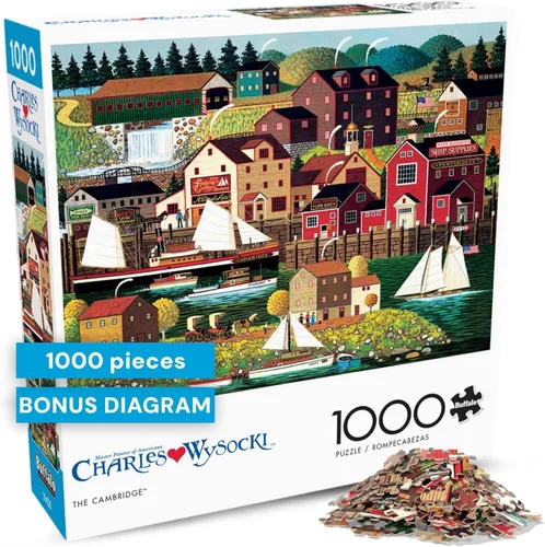 Miniatura 22 de Buffalo Games Charles Wysocki - Rompecabezas de 1000 piezas con escena de invierno festivo, 26.75 x 19.75 pulgadas, a partir de 14 años, póster