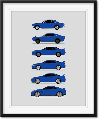 Miniatura 13 de Custom Car Posters Póster hecho a mano compatible con Nissan Skyline GT-R e impresión de Nissan Skyline GTR (KPGC10, KPGC110, R32, R33, R34, R35)