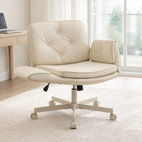 Miniatura 2 de MOJAY Criss Cross Chair, Vanity Chair, Pretty Fancy Desk Chair, Cross Legged Office Chair for Girls, 360°Swivel Height Adjustable Reception Chair