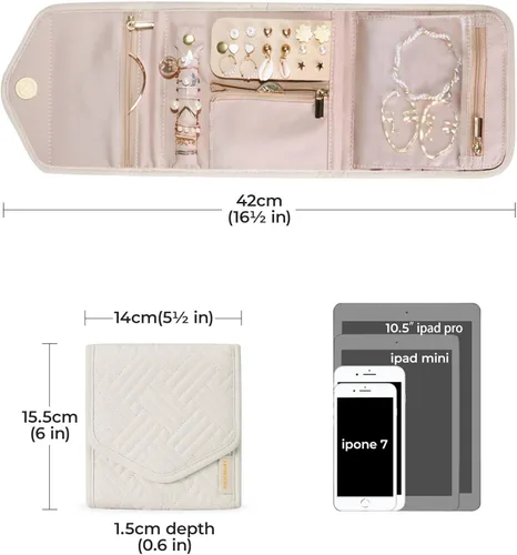 Miniatura 5 de BAGSMART - Organizador plegable de joyas para viaje, joyero de viaje de diseño floral y borla para llevar anillos, collares, aretes y pulseras