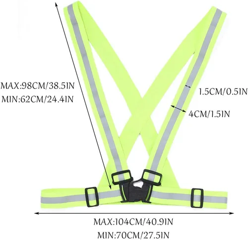 Miniatura 7 de DRESBE Chaleco reflectante unisex con banda de seguridad láser ajustable para correr por la noche, ciclismo, trotar, caminar