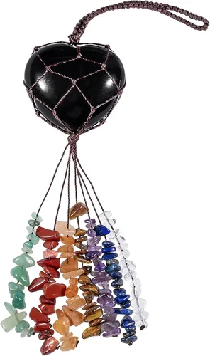 Miniatura 5 de Rockcloud Adorno colgante de obsidiana negra hecha a mano, diseño de corazón de amor, adorno para yoga, meditaiton, Fengshui, decoración de ventana