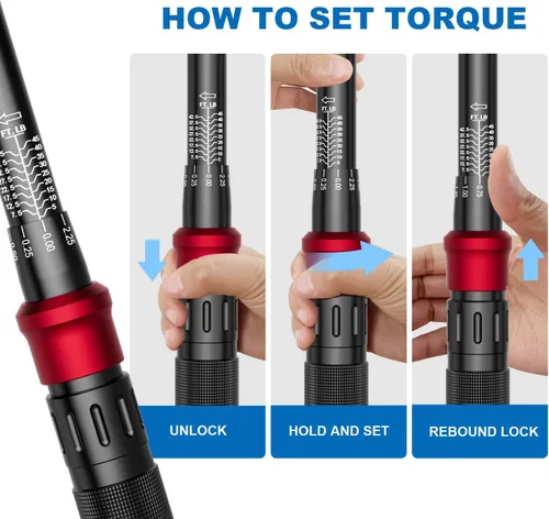 Miniatura 6 de SUERCUP Llave Dinamométrica de Clic de Accionamiento de 3/8 Pulgadas - 5-45 Ft-Lb/6.8-61Nm, Llave Dinamométrica de Clic Ajustable Bidireccional