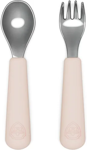 Miniatura 7 de Lalo Utensils - Juego de tenedor y cuchara para niños pequeños - Utensilios ergonómicos para niños pequeños de acero inoxidable y silicona - Juego