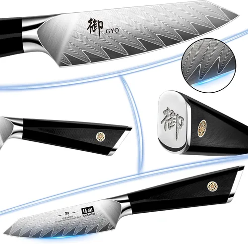 Miniatura 7 de SHAN ZU Cuchillo de pelar Damasco Cuchillo de fruta de 4 pulgadas Cuchillos de cocina profesional, Cuchillos de tallado de frutas de Damasco japonés