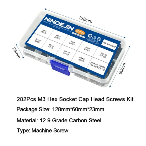 Miniatura 8 de NINDEJIN Tornillos métricos M3 de cabeza hexagonal de cabeza hueca, Allen Socket Drive M3 x 0.157 in/ 0.197 in / 0.236 in/ 0.315 in/ 0.394 in/ 0.472
