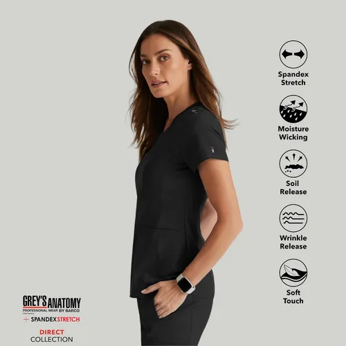Miniatura 3 de BARCO Grey's Anatomy Spandex Stretch Direct - Camiseta médica con cuello en V para mujer