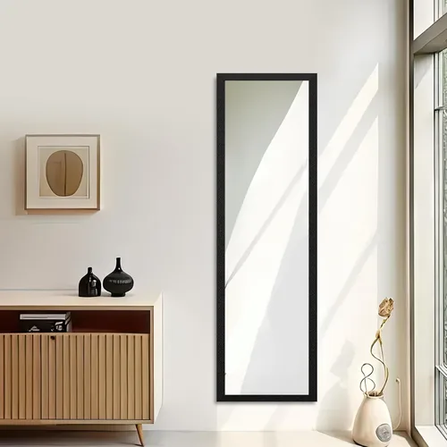 Miniatura 5 de Beauty4U Espejo de Pared de Cuerpo Entero - A Prueba de Explosiones, Rectangular con Marco Flotante para Decoración de Habitaciones, 50" x 14", Negro