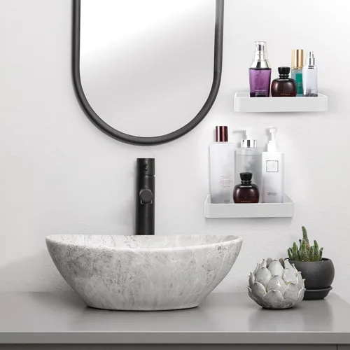 Miniatura 5 de Z metnal Estantes pequeños de vidrio para baño, estante flotante de pared blanco, mini montado en la pared