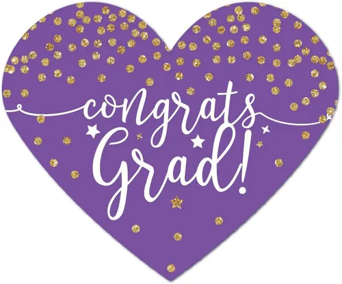 Miniatura 22 de Andaz Press Colección de fiesta de graduación con purpurina de color morado real y dorado, pancarta colgante con cuerda, Congrats Grad!, 5 pies, 1