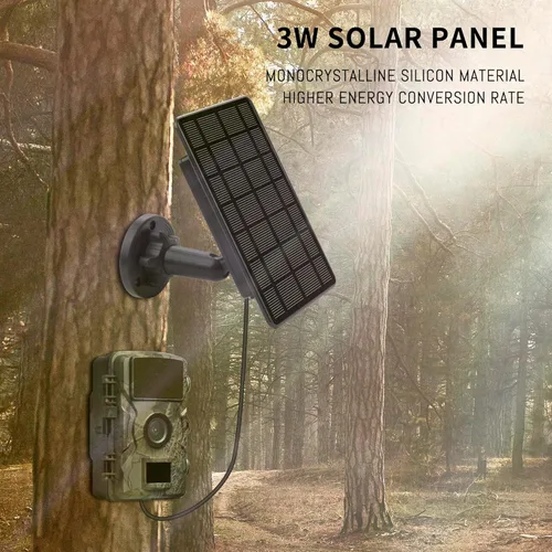 Miniatura 2 de Panel solar de cámara de rastro de 3 W, con batería de litio recargable de 5000 mAh, kit de cargador de batería solar para cámaras de juego de caza