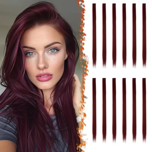 Miniatura 22 de BARSDAR Extensiones de cabello negro con clip, extensiones de cabello con clip de color para mujer, 22 pulgadas, 12 piezas, extensiones sintéticas