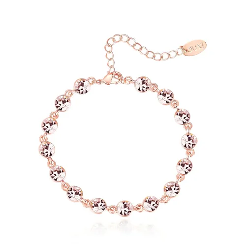 Miniatura 18 de Light Pink Crystal Bracelets for Women Trendy, OUXi 18K Rose Gold Plated Cubic Zirconia Wedding Tennies Jewelry Bracelets, Dainty Birthstone Hand