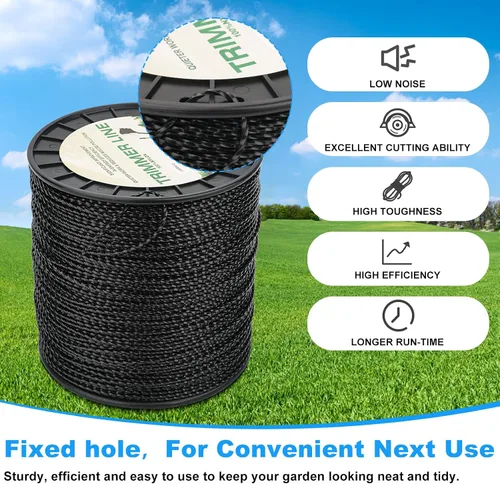 Miniatura 6 de RO6G Cuerda de 5 libras, línea de recortadora de hilo comercial Twist, cuerda Wacker para recortadora de malezas Echo Black Diamond/String Trimmer