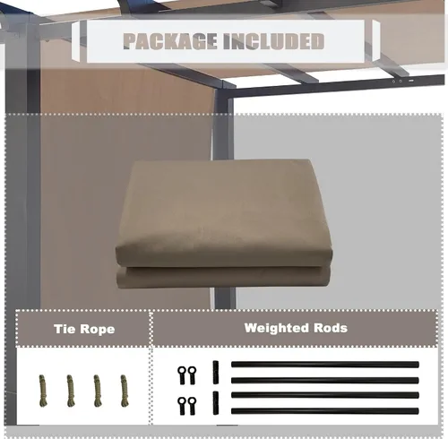 Miniatura 7 de Alion Home Toldo universal impermeable para pérgola – Toldo de repuesto para pérgola – Cubierta de sombra ajustable para exteriores con varillas