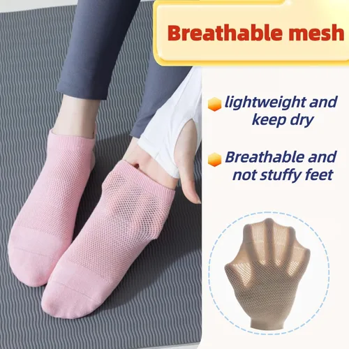 Miniatura 3 de Calcetines de agarre para mujer, pilates, yoga, calcetines de hospital antideslizantes con pinzas para mujer, calcetines adhesivos con cojín