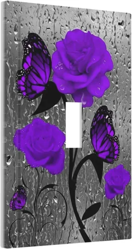 Miniatura 142 de Cubierta de interruptor de luz rosa brillante con purpurina de 1 banda, sin dispositivo, placa de pared en blanco decorativa para adolescentes, Rosa