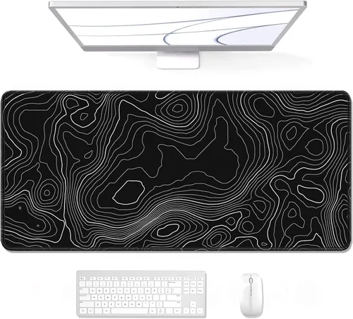 Miniatura 58 de Auhoahsil Alfombrilla grande para mouse, tamaño XXL, extendida de 35 x 15 pulgadas, base de goma antideslizante, bordes cosidos, superficie 03