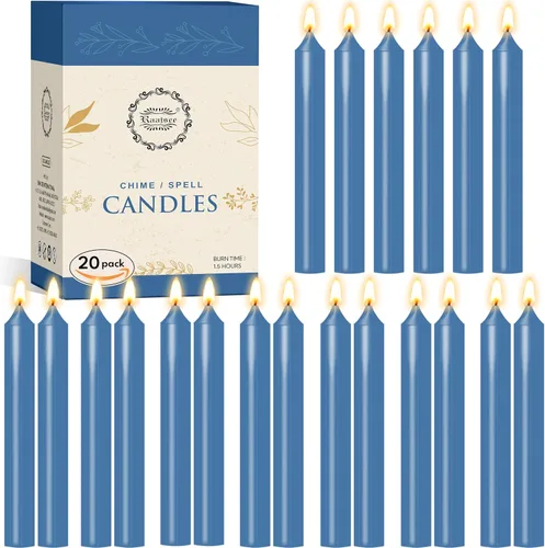 Miniatura 21 de Raajsee Paquete de 20 mini velas cónicas sin perfume, rojas 5 pulgadas (alto) velas para cena sin humo y sin goteo cera de parafina con mechas