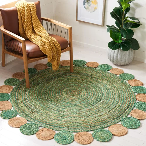 Miniatura 27 de SAFAVIEH Cape Cod Collection - Alfombra decorativa, 4 x 6 pies, beige y multicolor, hecha a mano de yute y algodón, trenzada estilo bohemio, ideal