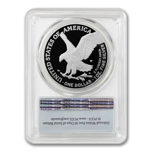 Miniatura 3 de 2022 W 1 oz Proof American Silver Eagle PR-70 Deep Cameo (primer golpe - etiqueta de bandera) con embalaje original del gobierno $1 PCGS PR70DCAM