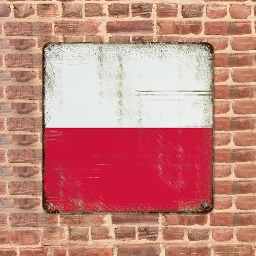 Miniatura 2 de Letrero de metal con bandera de país internacional, bandera de Polonia, regalo de bandera de Polonia, letreros de aluminio envejecidos