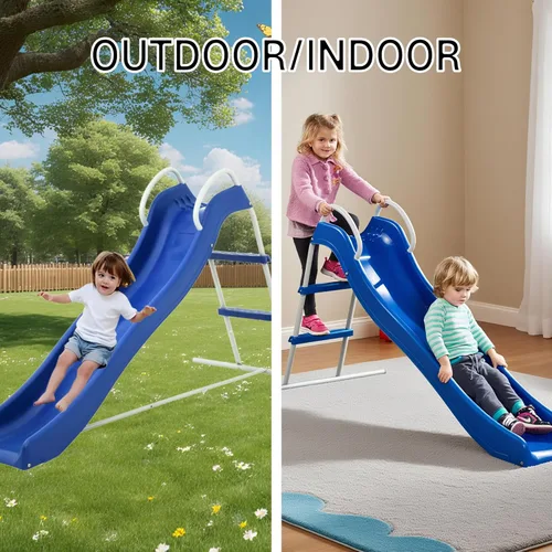 Miniatura 7 de Tobogán para interiores y exteriores, tobogán independiente de 6 pies con tobogán de escalera, tobogán acuático duradero, equipo para patio trasero