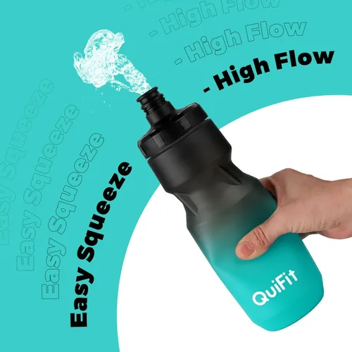 Miniatura 3 de QuiFit Paquete de 2 botellas de agua comprimibles para bicicleta de montaña, a prueba de fugas, con cubierta antipolvo, sin BPA, se adapta a