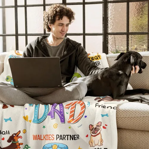 Miniatura 3 de Dog Dad Gifts for Men, for Dog Dad Blanket 50"x60", Dogs Lover Gift for Men, Birthday Ideas for Dogs Lover/Owners Soft Flannel Throw Blanket