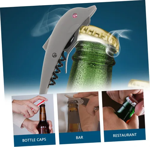 Miniatura 3 de DOITOOL Abridor de botellas, 2 piezas, abrebotellas de cerveza, abrebotellas de vino, diseño de forma de delfín, suministros de barra