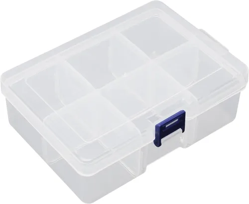 Miniatura 8 de MroMax Pequeña caja organizadora de plástico transparente de 10 rejillas, almacenamiento de manualidades con divisores ajustables, caja organizadora