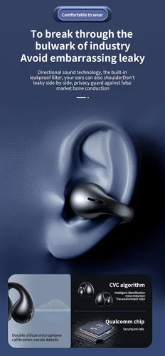Miniatura 3 de Auriculares Bluetooth con clip de oreja abierto, Bluetooth 5.3, micrófono integrado, 36 horas de reproducción, conducción ósea, auriculares
