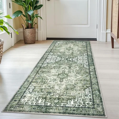 Miniatura 39 de SIILOOM Alfombra lavable de 2 x 3 pies, alfombra suave color taupe ceniza para entrada, tapete antideslizante para puerta de interior, tapete