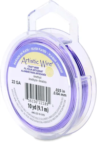 Miniatura 141 de Artistic Wire, alambre para manualidades de calibre 22 bañado en plata, resistente a las manchas, color cobre, blanco, 9,1 m