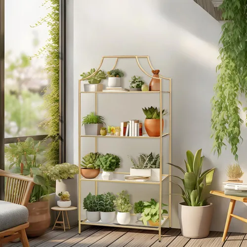 Miniatura 7 de Estantería de 4 niveles, estante de metal para almacenamiento, estantería de almacenamiento alta, moderna funda abierta para dormitorio, sala