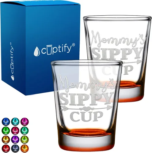 Miniatura 62 de Cuptify Regalos para baby shower, para la nueva mamá, EST 2023, 2 onzas, con fondo negro, juego de 2 vasos grabados para fiesta, regalo