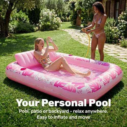 Miniatura 3 de SLOOSH Flotador Inflable para Piscina de Bronceado, 85" x 57" Flotadores de Piscina Extra Grandes para Adultos con Almohada, Balsa Flotante 4 en 1