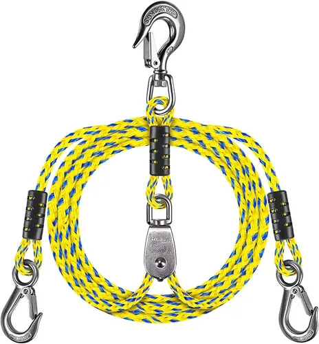 Dolibest Conector rápido de cuerda de remolque para tubería - Arnés de remolque de barco con gancho de acero inoxidable (rotación 360) - 20 pulgadas