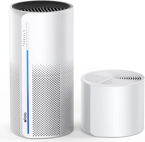 Afloia Combo purificador de aire y humidificador 2 en 1, filtración avanzada de 3 etapas, operación silenciosa, apagado automático, luz LED de 7