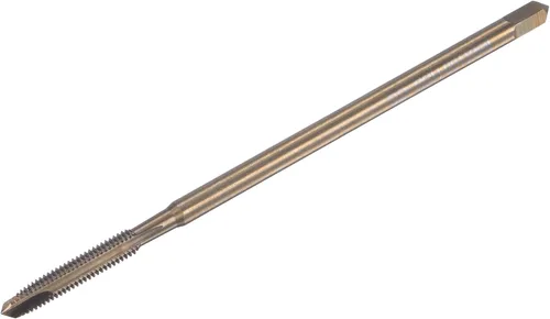 Miniatura 7 de uxcell Grifo roscado de punta espiral M2 x 0.4, cobalto métrico HSS (acero de alta velocidad) chapado en titanio máquina recta flauta rosca grifo H2