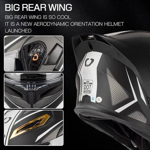 Miniatura 3 de Casco modular Bluetooth para motocicleta, certificado DOT, abatible, de cara completa, antivaho, doble máscara, casco de motocicleta de calle