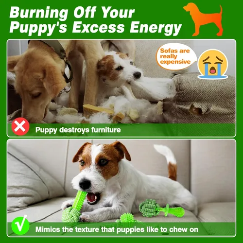 Miniatura 4 de Juguetes para cachorros, paquete de 5 unidades para cachorros de alta energía, juguetes de dentición para cachorros, de goma y cuerda, juguetes