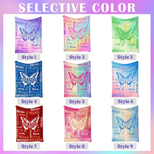 Miniatura 4 de Manta de nombre personalizada para adultos y niños, manta de nombre personalizada – 9 colores, 7 tamaños, manta de franela gruesa, manta de nombre