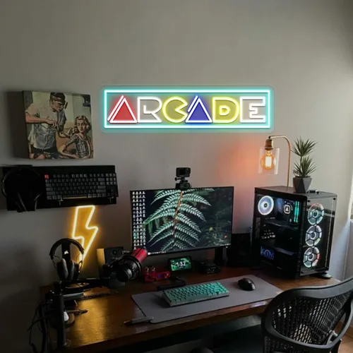 Miniatura 5 de Letrero de neón de arcade, decoración de sala de juegos de arcade, letrero iluminado por USB para transmisión, cueva de hombre, regalo para Arcade20