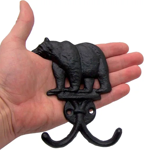 Miniatura 6 de Wowser Ganchos rústicos de doble pared de hierro fundido, juego de 3, 5.25 pulgadas