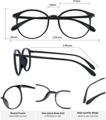 Miniatura 4 de ZanyLen Lentes de luz azul, para computadora para mujeres y hombres, antirreflejos, antirreflejos, antirrayos UV, alivian la fatiga ocular, Negro