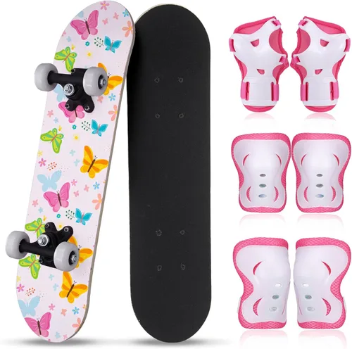 Miniatura 34 de Honoson Juego de 7 piezas de rodilleras, coderas y muñequeras para patinetas para principiantes y niños pequeños