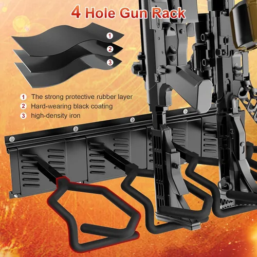 Miniatura 4 de JBBTOOL Soporte para armas de interior – Soporte de pared de acero resistente mejorado, pantalla ajustable y soporte seguro para escopetas y rifles