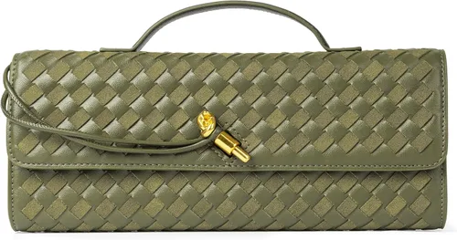 Miniatura 20 de Joryin Bolso tejido para mujer, bolso de mano de noche tejido de cuero y gamuza, bolso cruzado de gamuza, bolso formal de noche