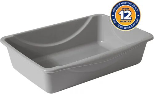 Miniatura 5 de Petmate Bandeja de arena, azul/gris, pequeña, fabricada en Estados Unidos